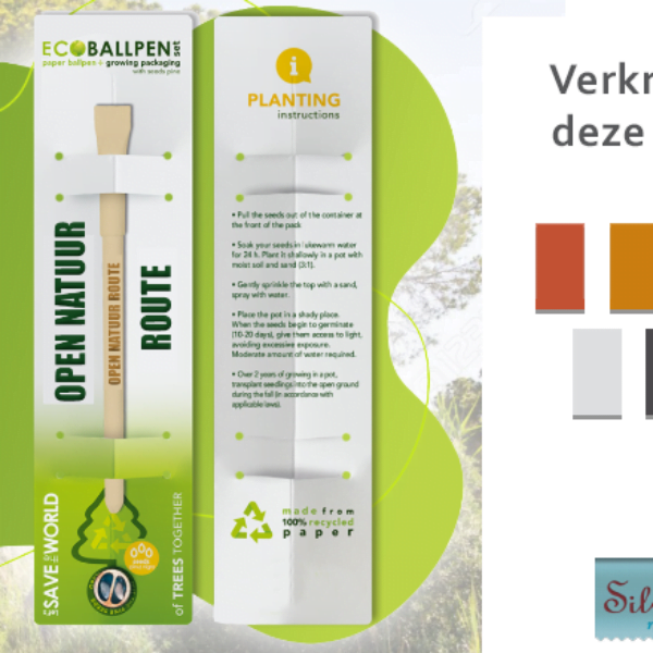 duurzame pen van papier in ecologisch verpakte set