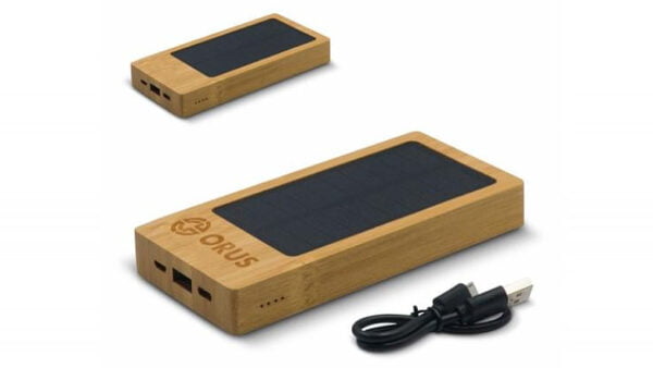 Powerbank bamboe met zonnepaneel