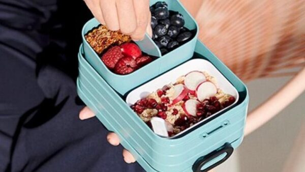 Onlynery lunchbox, broodtrommel met 3 etages, hamburger levensmiddelenhouder met lepel, lekvrije