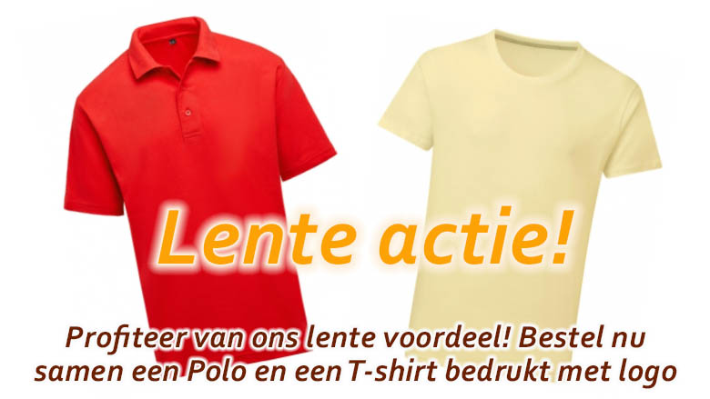 Lente actie Combinatie1! Polo en T-shirt met logo