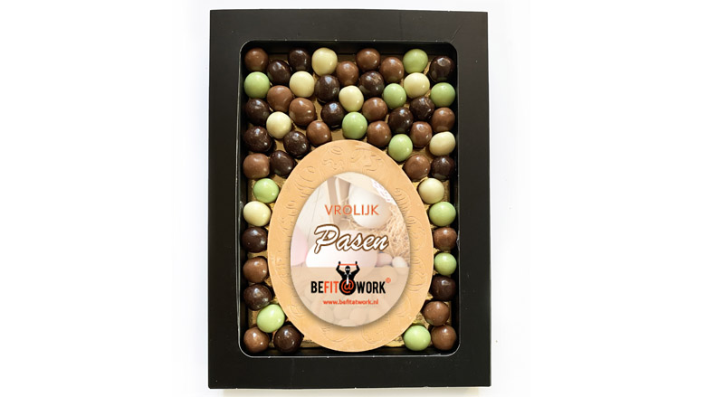 Verantwoord Paasgeschenk chocolade ei met logo