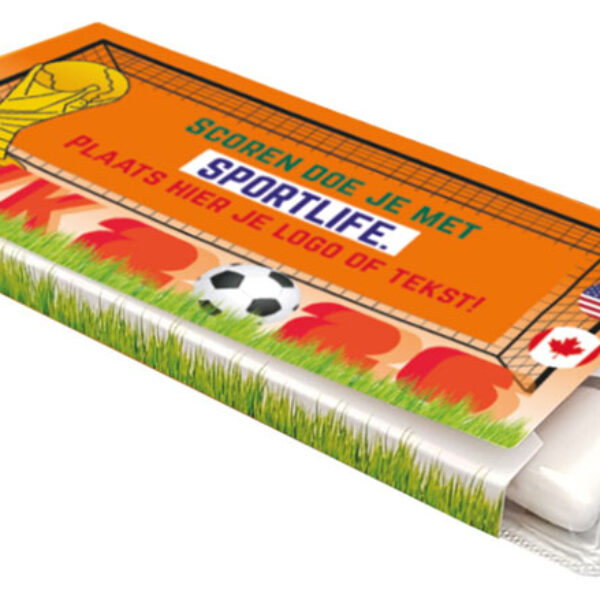 Sportile kauwgom in speciale WK 2026 verpakking met eigen logo mogelijk met speelschema wk 2026