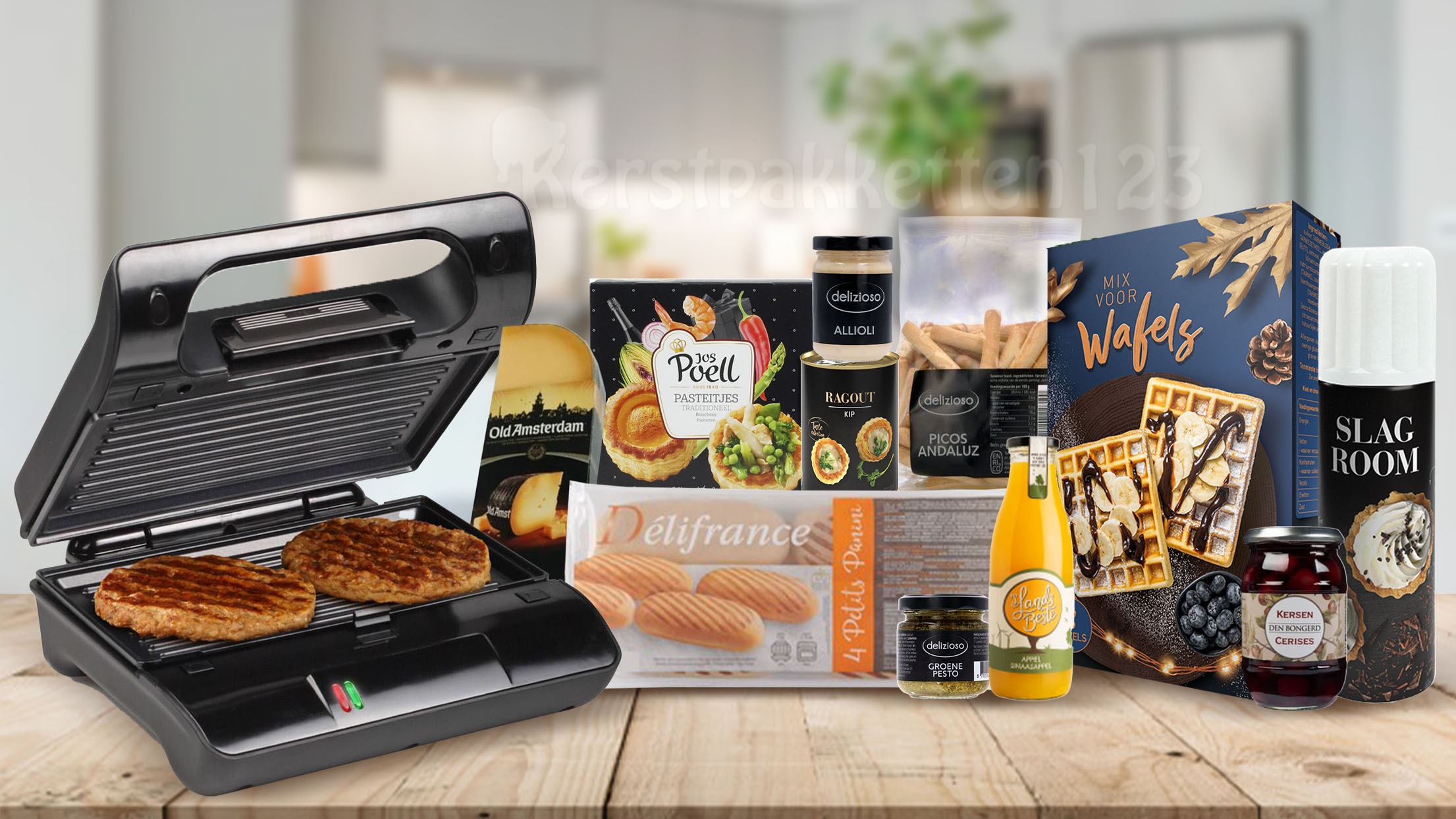 kerstpakket met grill en tosti apparaat ineen