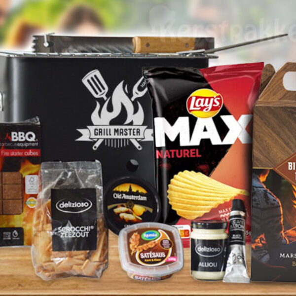 Exclusief Happz Barbecue kerstpakket – draagbare Grill Master BBQ met heerlijke extra’s.