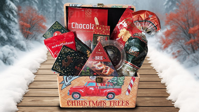 Exclusief kerstpakket in houten kistje – alleen bij Kerstpakketten123 en Silvia Bruin.