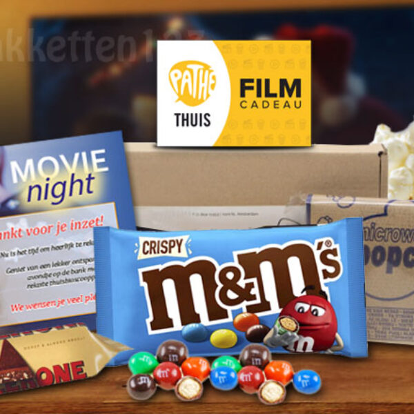 Een filmavond cadeau: het Pathé Thuisbioscoop brievenbuspakket van Silvia Bruin reclame-advies.